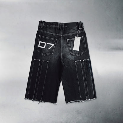 01-99 ABANDON DENIM SHORTS - Black
