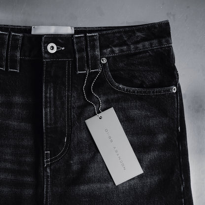 01-99 ABANDON DENIM SHORTS - Black
