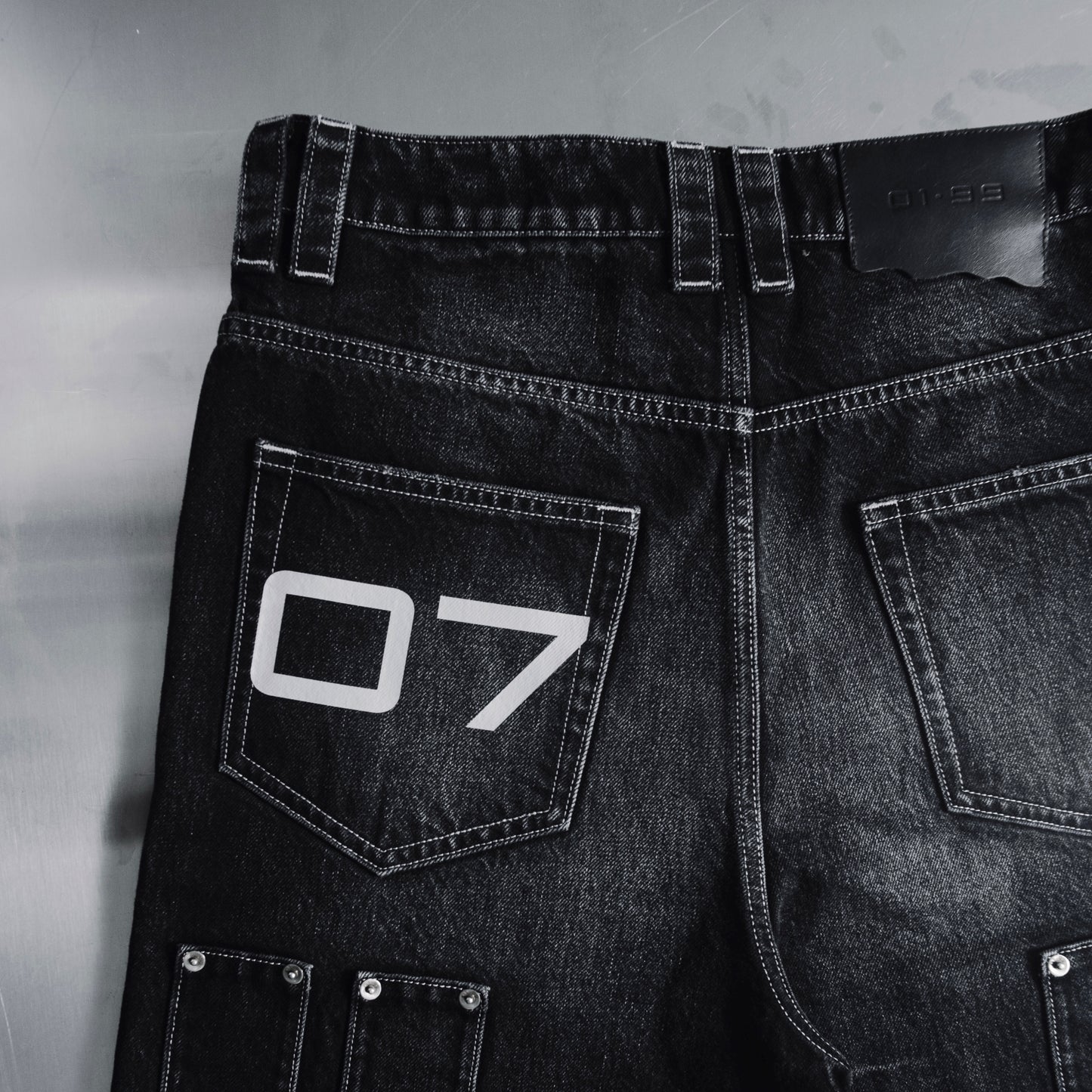 01-99 ABANDON DENIM SHORTS - Black