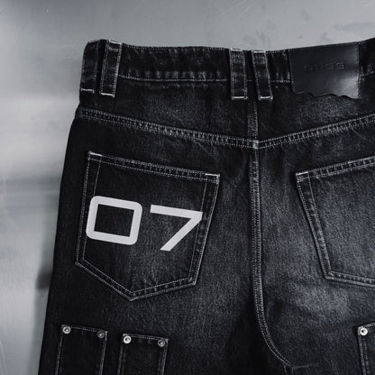01-99 ABANDON DENIM SHORTS - Black
