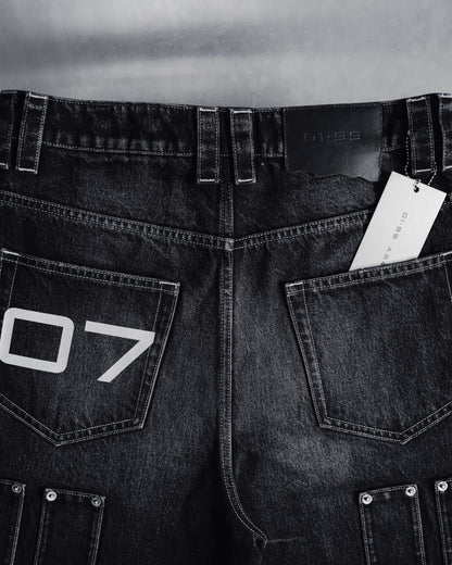 01-99 ABANDON DENIM SHORTS - Black